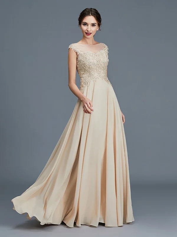 Wholesale A-Line Princess Scoop Sleeveless Ruffles Chiffon Floor-Length Mother of the Bride Dresses